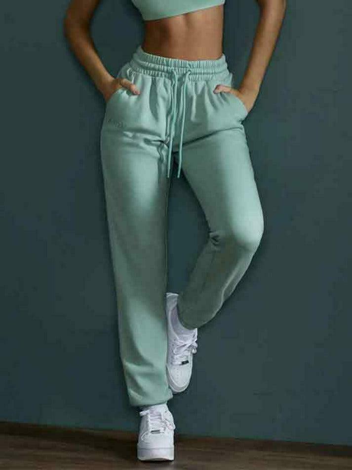 Y2K Aesthetic Solid Color High Waist Sporty Sweatpants for Women - Coquette Fashion Grunge Style