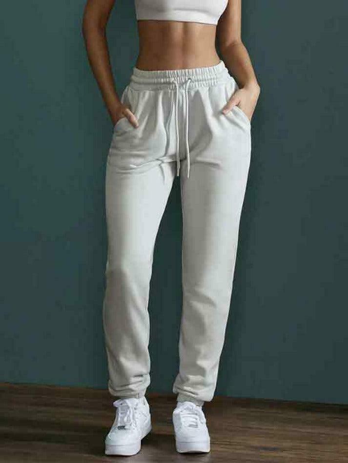 Y2K Aesthetic Solid Color High Waist Sporty Sweatpants for Women - Coquette Fashion Grunge Style