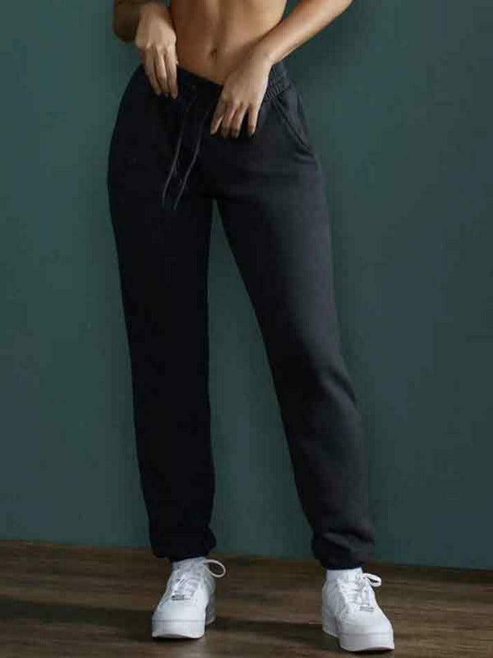 Y2K Aesthetic Solid Color High Waist Sporty Sweatpants for Women - Coquette Fashion Grunge Style
