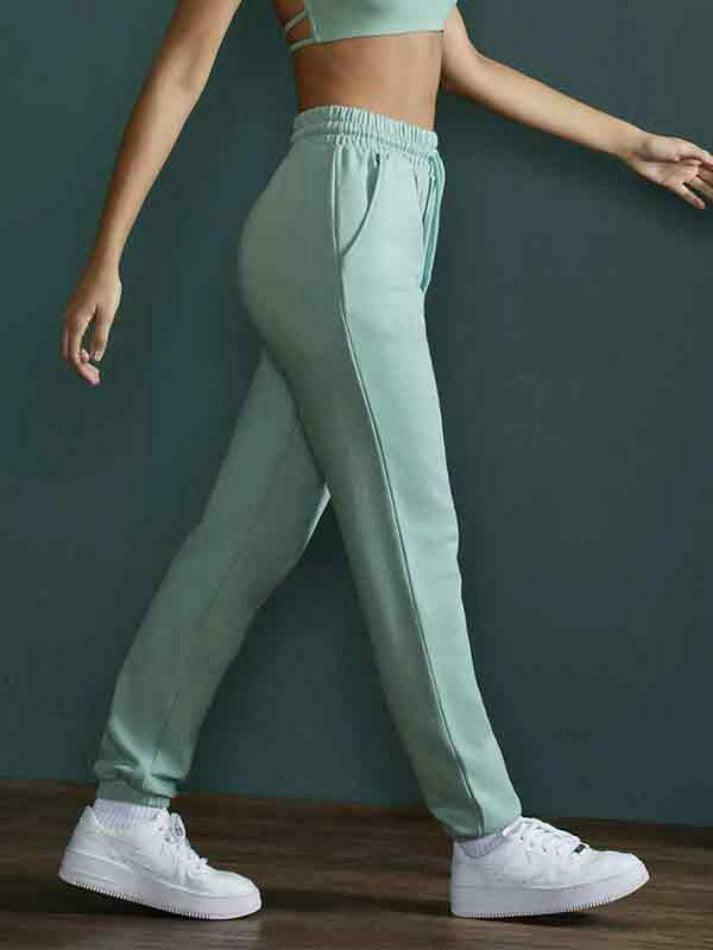 Y2K Aesthetic Solid Color High Waist Sporty Sweatpants for Women - Coquette Fashion Grunge Style