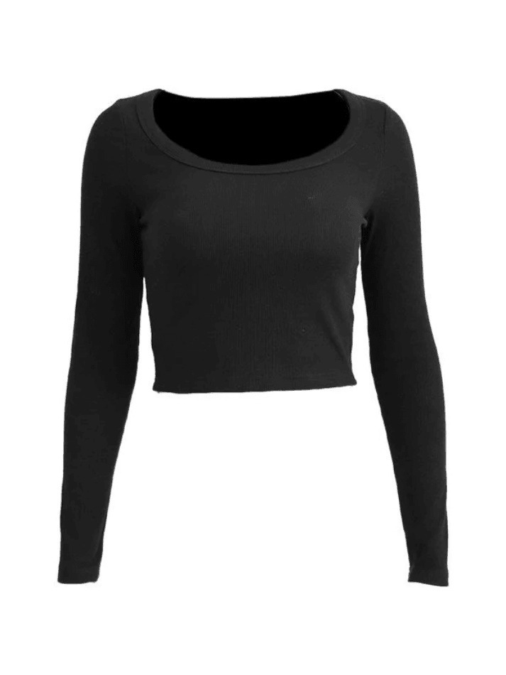 Y2K Aesthetic Solid Color Knit Crop Top - Coquette Style Grunge Fashion - Cute Pastel Goth Outfit