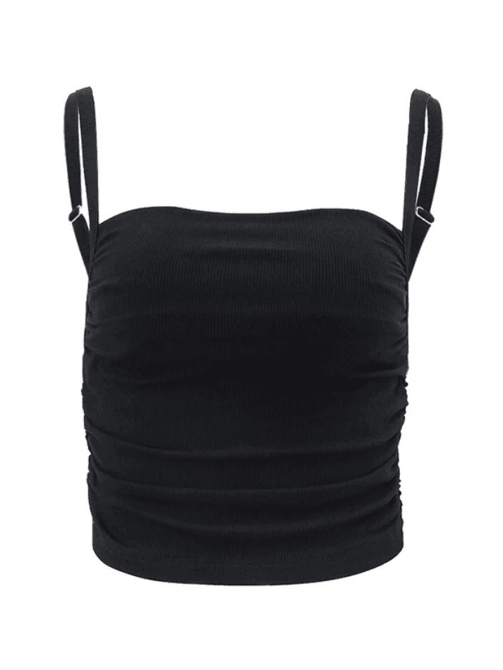 Y2K Aesthetic Solid Color Pleated Backless Cami Top for Women - Coquette Style Grunge Fashion