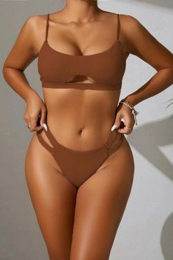 Y2K Aesthetic Solid Color Sexy Hollow Bikini - Coquette Style for Women's Fashion