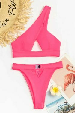 Y2K Aesthetic Solid Color Sexy Split Bikini - Coquette Style Grunge Fashion Women's Swimwear