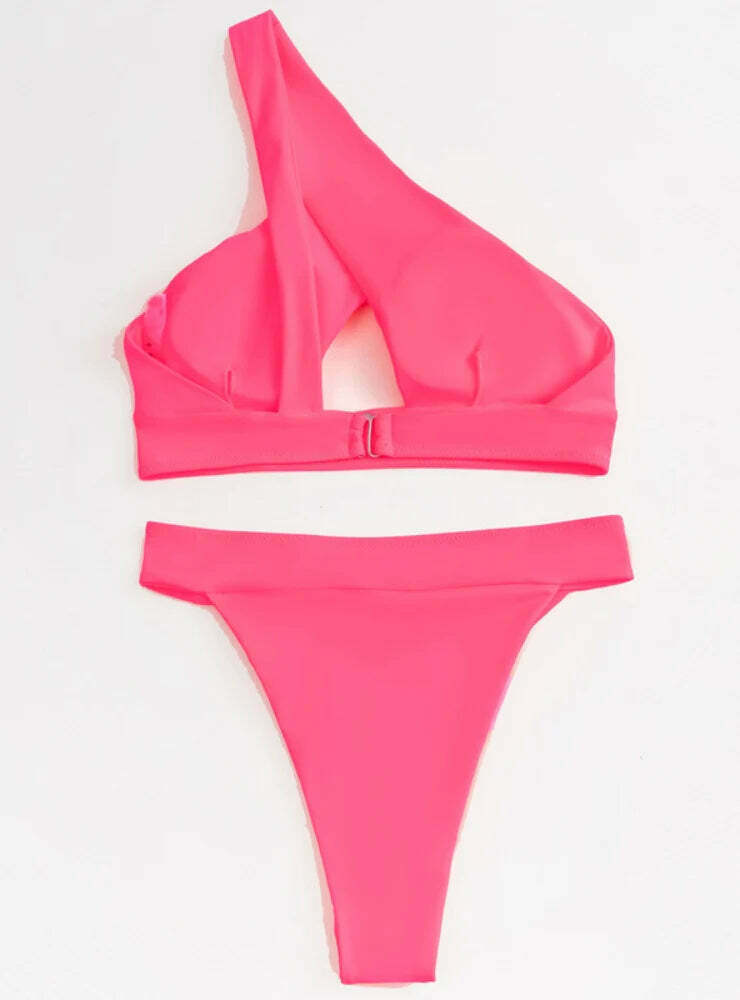 Y2K Aesthetic Solid Color Sexy Split Bikini - Coquette Style Grunge Fashion Women's Swimwear