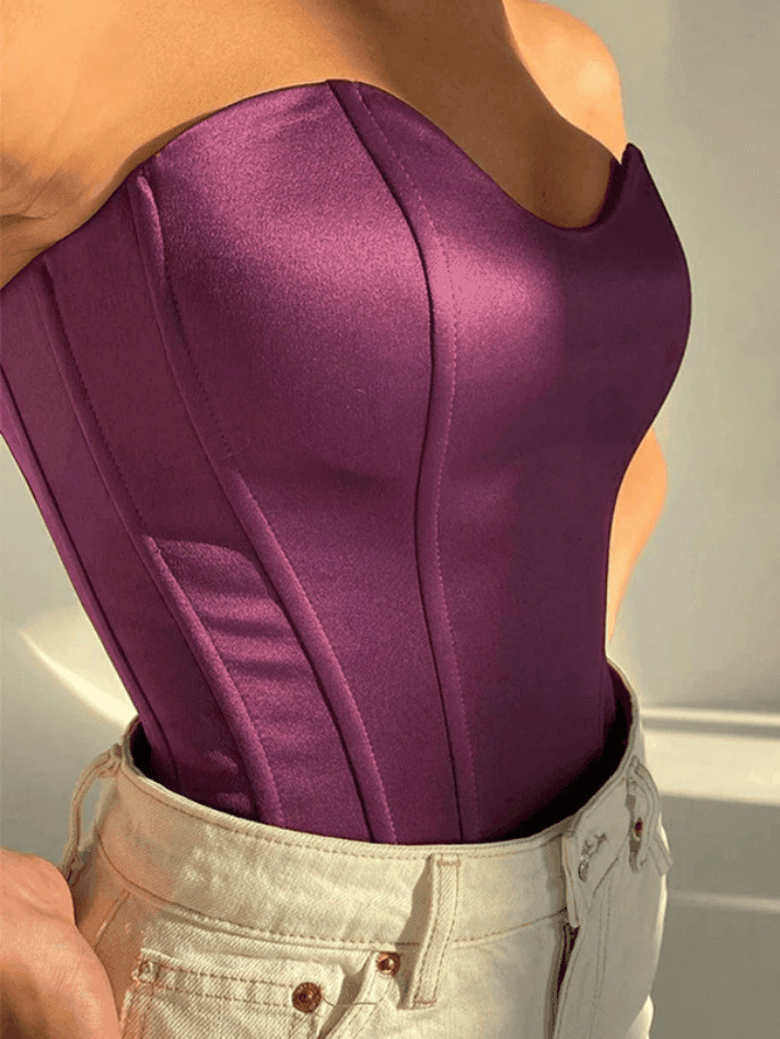 Y2K Aesthetic Solid Color Slim Bandeau Top for Women - Coquette & Grunge Style Fashion Piece