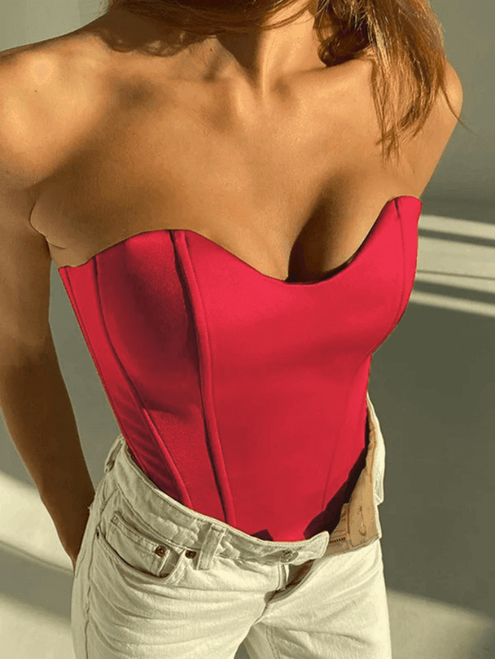 Y2K Aesthetic Solid Color Slim Bandeau Top for Women - Coquette & Grunge Style Fashion Piece