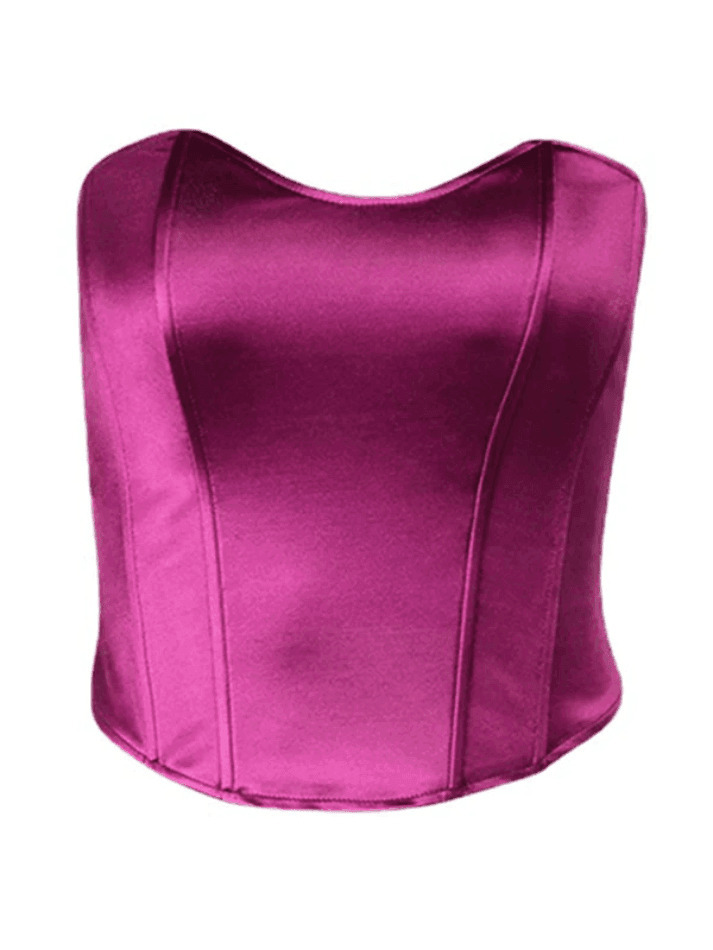 Y2K Aesthetic Solid Color Slim Bandeau Top for Women - Coquette & Grunge Style Fashion Piece