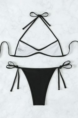 Y2K Aesthetic Solid Color Swimsuit - Sexy Bikini for Niche Women Fashion