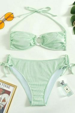 Y2K Aesthetic Solid Color Swimsuit Sexy Bikini for Niche Women Fashion