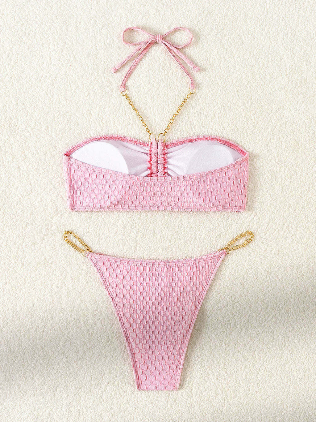 Y2K Aesthetic Solid Metal Chain Bikini - Sexy Tube Top for Women