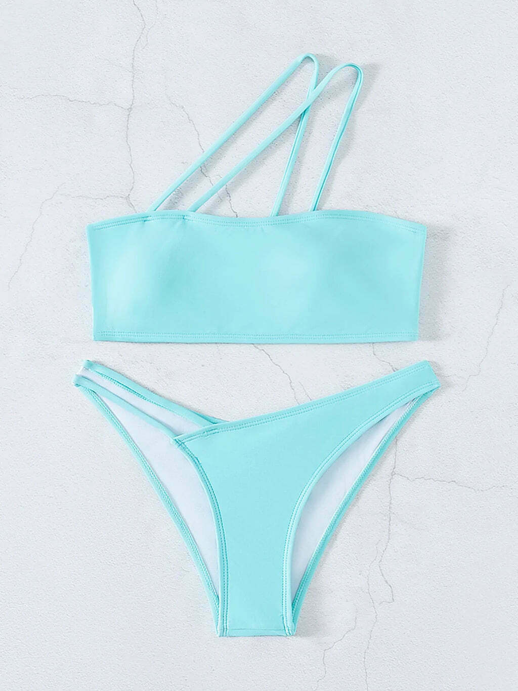 Y2K Aesthetic Solid One Shoulder Sexy Triangle Bikini for Niche Women Fashion