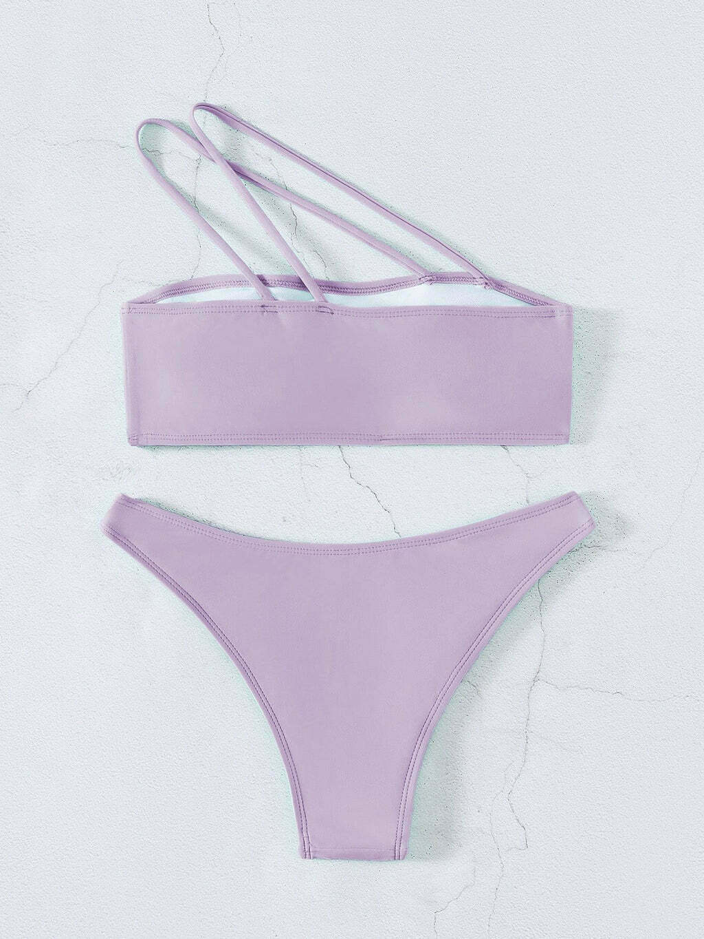 Y2K Aesthetic Solid One Shoulder Sexy Triangle Bikini for Niche Women Fashion