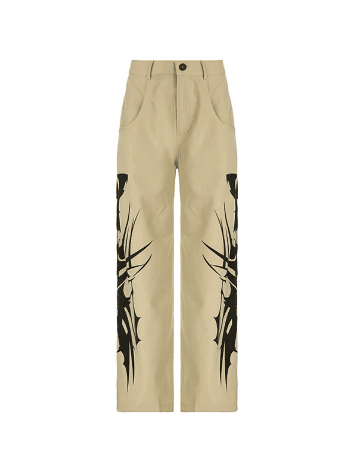 Y2K Aesthetic Splash Ink Print Loose Straight Leg Pants for Women - Coquette & Grunge Style