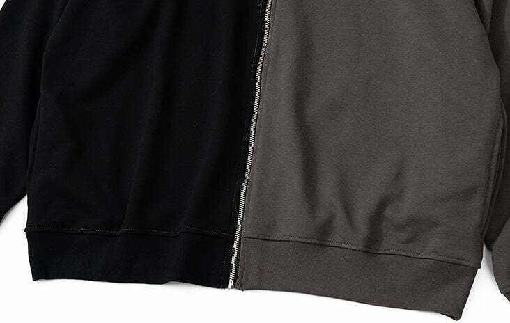 Y2K Aesthetic Spliced Zip Up Hoodie for Women - Coquette & Grunge Style Fashion Statement