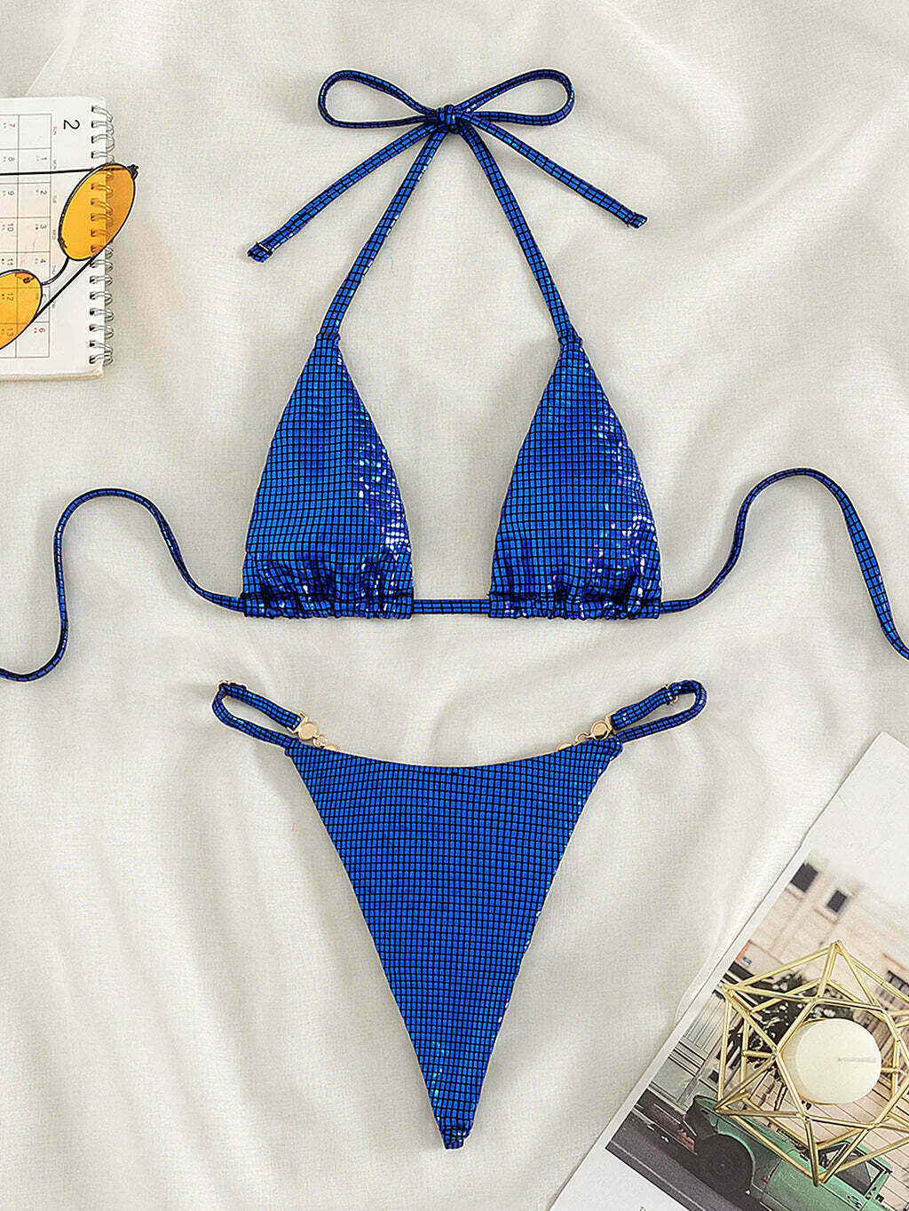 Y2K Aesthetic Split Bikini - Coquette Style Sexy Triangle Swimsuit