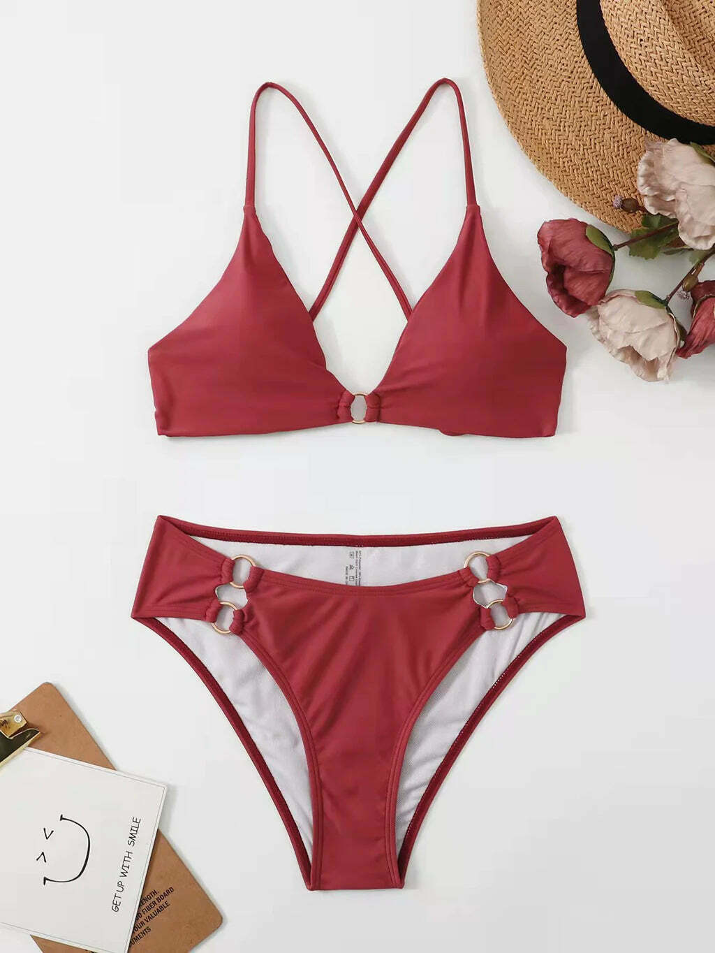 Y2K Aesthetic Split Bikini - Sexy Solid Color Swimsuit