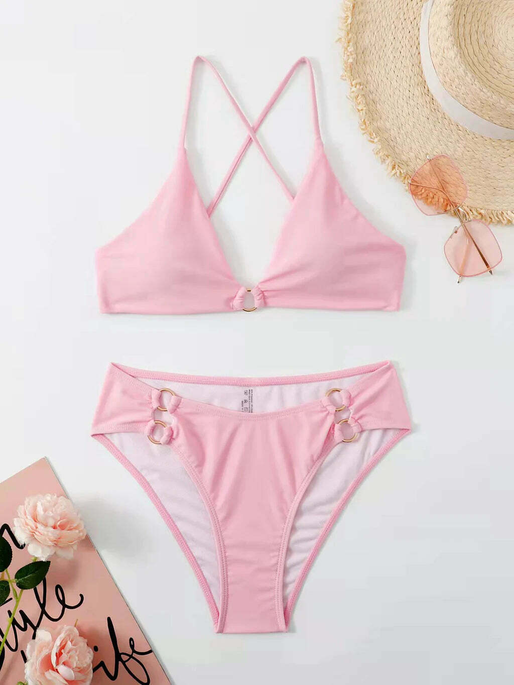 Y2K Aesthetic Split Bikini - Sexy Solid Color Swimsuit