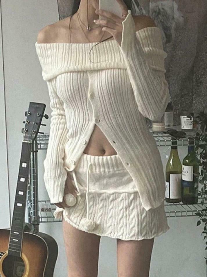 Y2K Aesthetic Split Buttoned Ribbed Knit Top for Women - Coquette & Grunge Style Fashion
