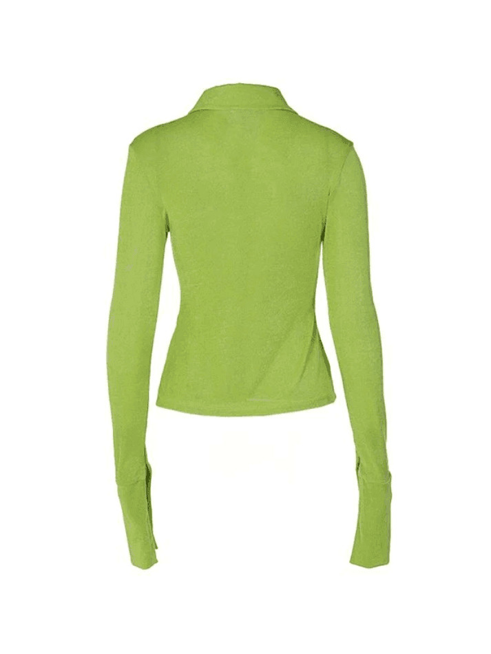 Y2K Aesthetic Split Cuff Button Front Blouse for Women - Coquette & Grunge Style Fashion