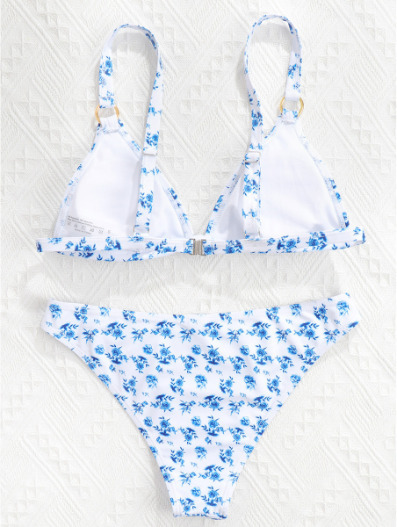 Y2K Aesthetic Split Print Floral Bikini - Coquette Style Grunge Fashion - Cute Tops & Cargo Skirt