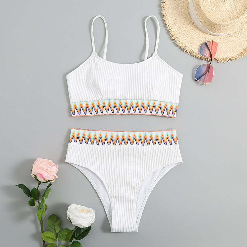 Y2K Aesthetic Split Shoulder Strap Bikini for Niche Women Fashion