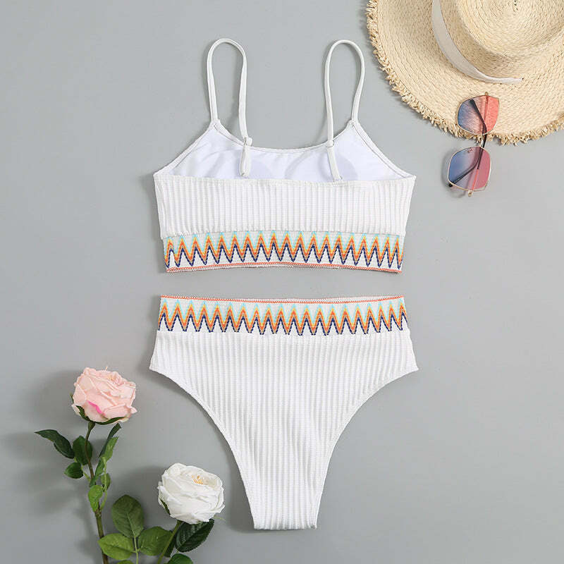 Y2K Aesthetic Split Shoulder Strap Bikini for Niche Women Fashion