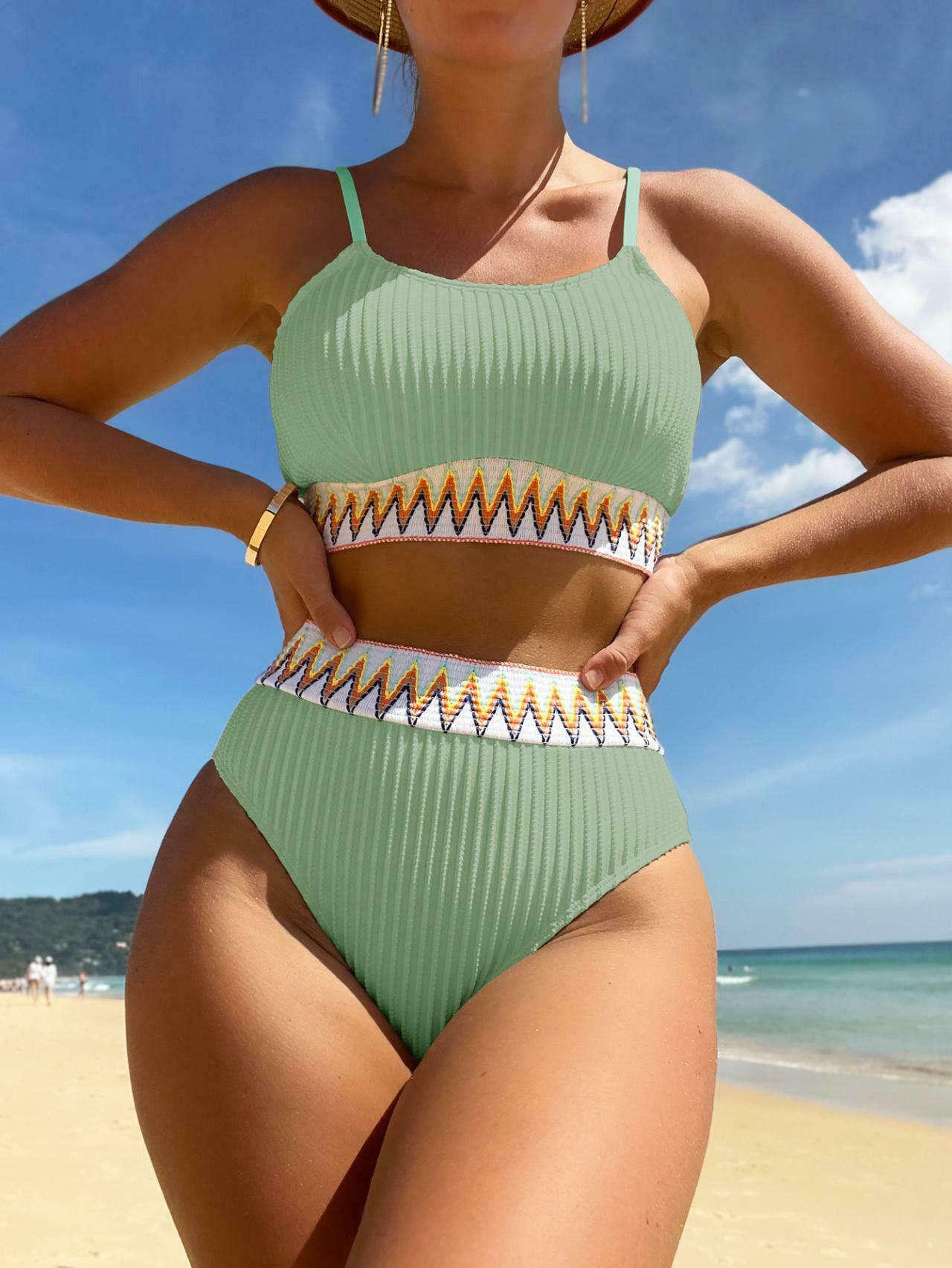 Y2K Aesthetic Split Sleeveless Bikini: Coquette & Grunge Style Tops for Women