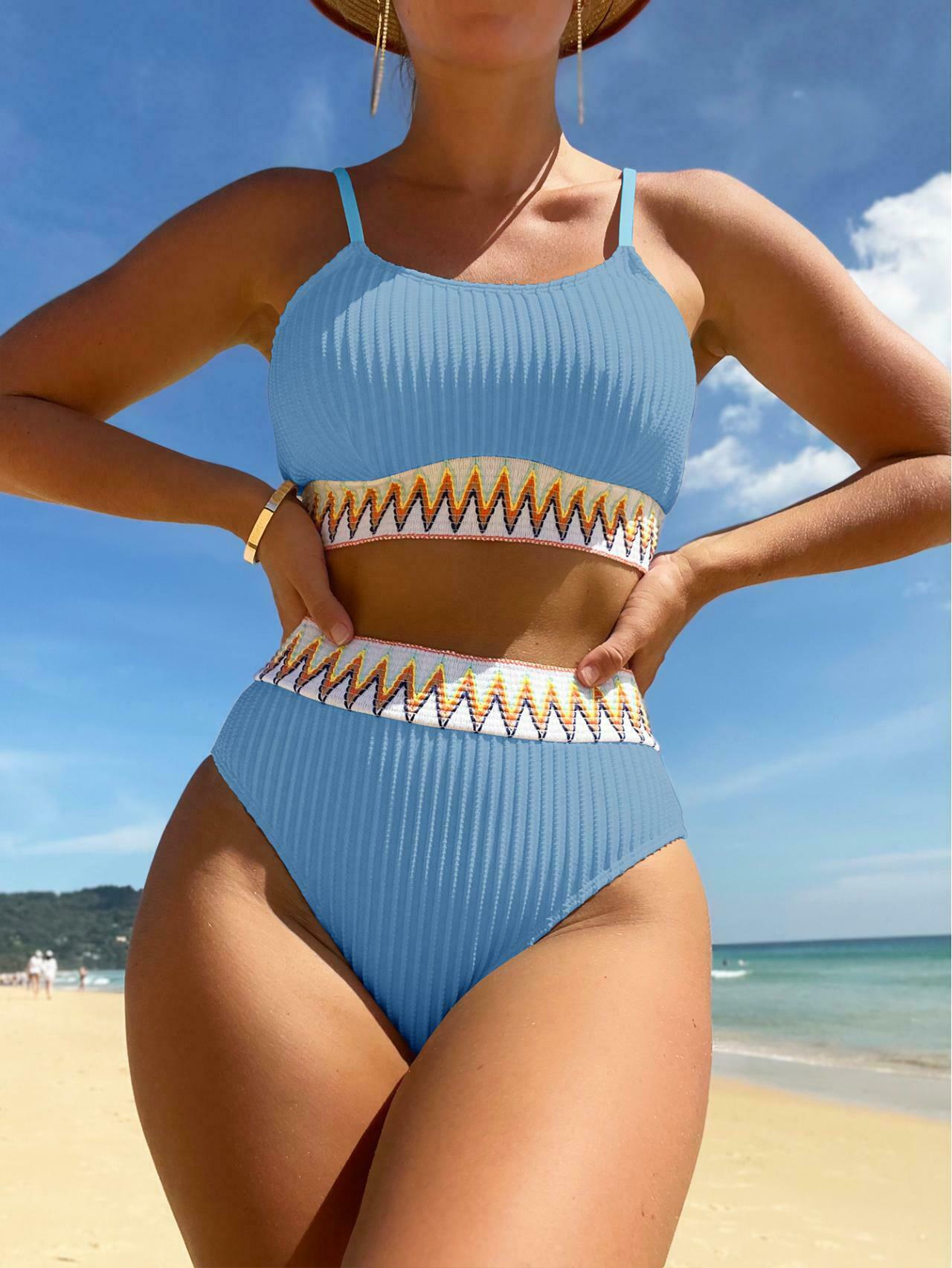 Y2K Aesthetic Split Sleeveless Bikini: Coquette & Grunge Style Tops for Women