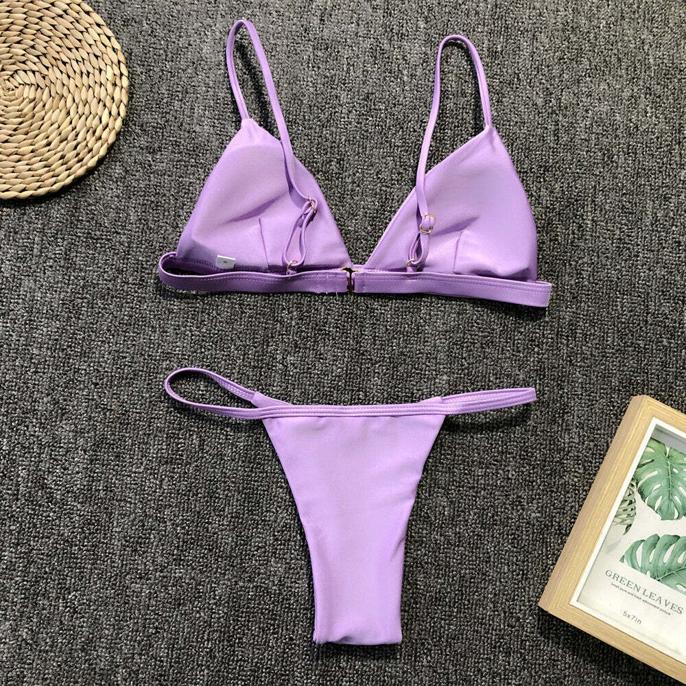 Y2K Aesthetic Split Solid Color Swimwear for Women