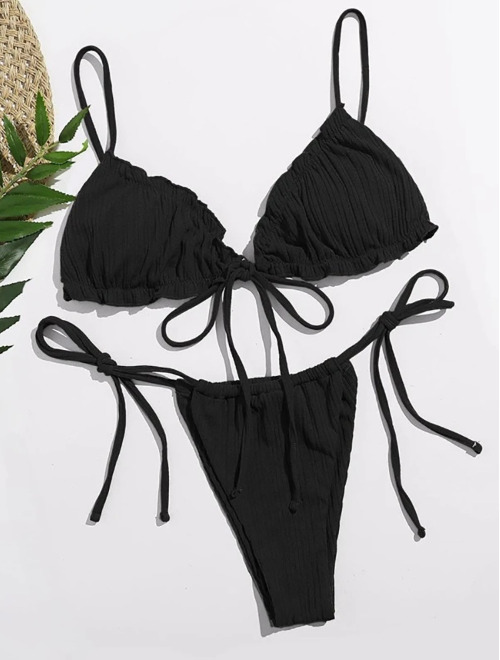 Y2K Aesthetic Split Strap Bikini for Women - Coquette Style with Grunge and Pastel Goth Vibes