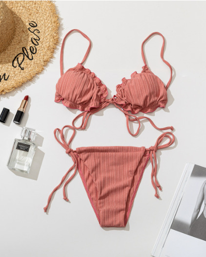 Y2K Aesthetic Split Strap Bikini for Women - Coquette Style with Grunge and Pastel Goth Vibes