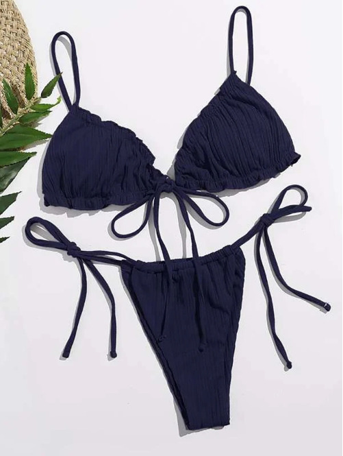 Y2K Aesthetic Split Strap Bikini for Women - Coquette Style with Grunge and Pastel Goth Vibes