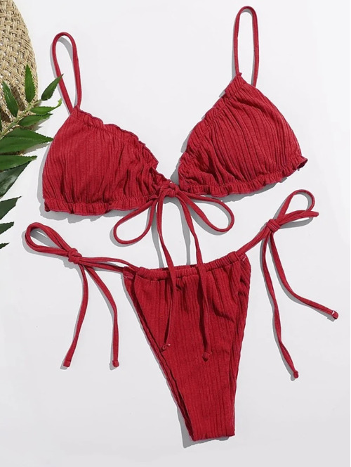Y2K Aesthetic Split Strap Bikini for Women - Coquette Style with Grunge and Pastel Goth Vibes