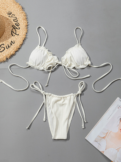 Y2K Aesthetic Split Strap Bikini for Women - Coquette Style with Grunge and Pastel Goth Vibes