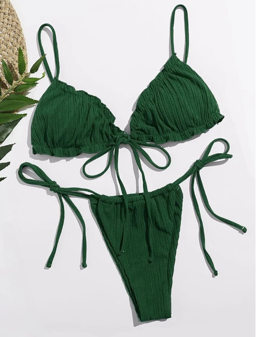 Y2K Aesthetic Split Strap Bikini for Women - Coquette Style with Grunge and Pastel Goth Vibes