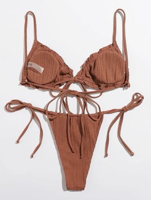 Y2K Aesthetic Split Strap Bikini for Women - Coquette Style with Grunge and Pastel Goth Vibes