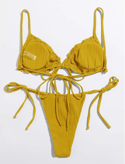 Y2K Aesthetic Split Strap Bikini for Women - Coquette Style with Grunge and Pastel Goth Vibes