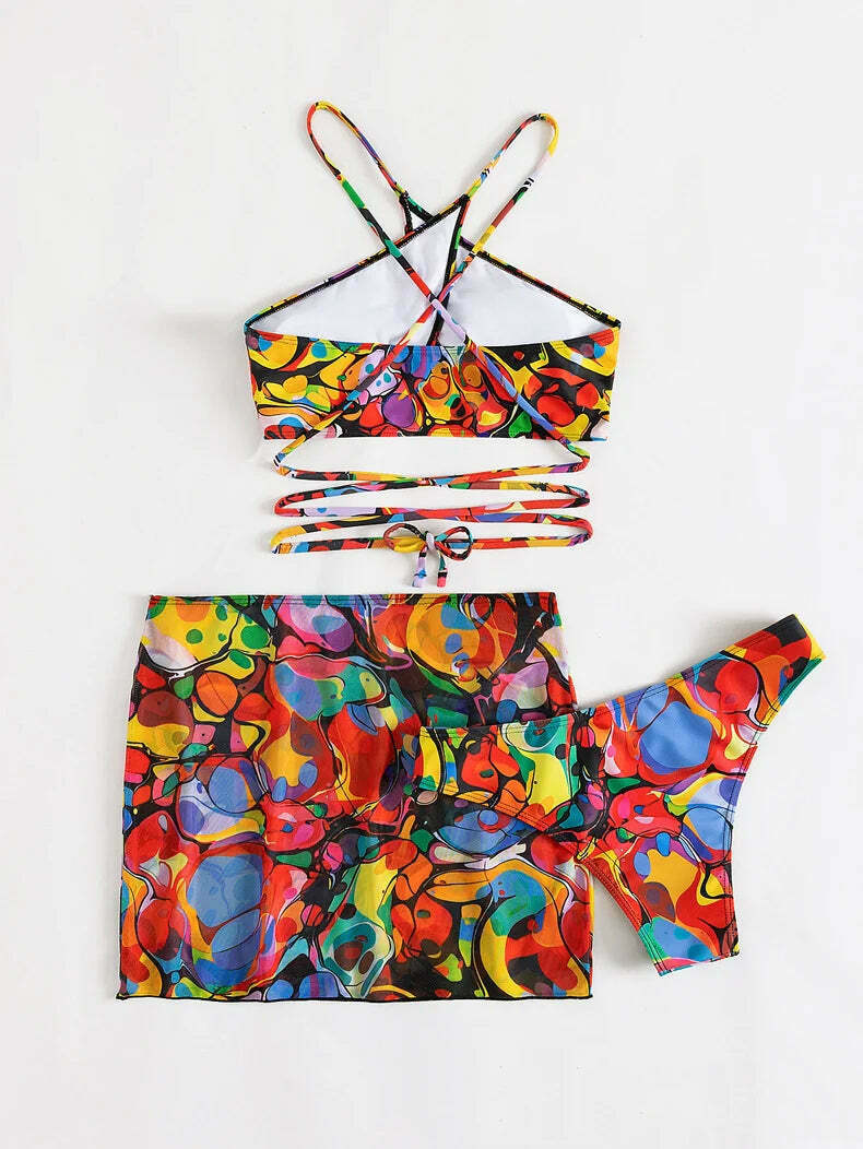 Y2K Aesthetic Split Strap Colorful Sexy Bikini