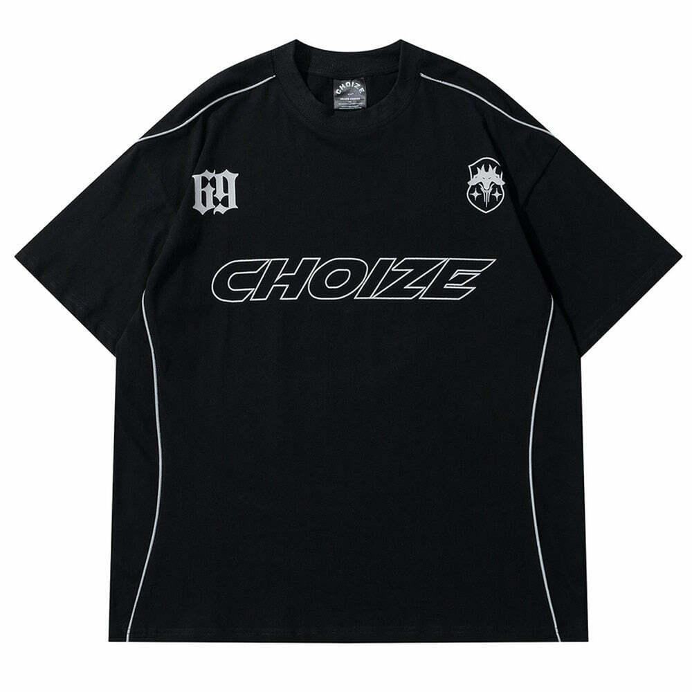 Y2K Aesthetic Sports Jersey Style T-Shirt - Coquette & Grunge Fashion, Cute Tops & Cargo Skirt