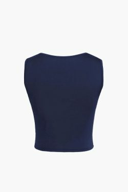 Y2K Aesthetic Square Neck Cropped Tank Top in Coquette Style