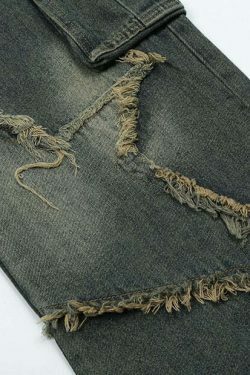 Y2K Aesthetic Star Jeans - Coquette Fashion with Grunge & Pastel Goth Vibes