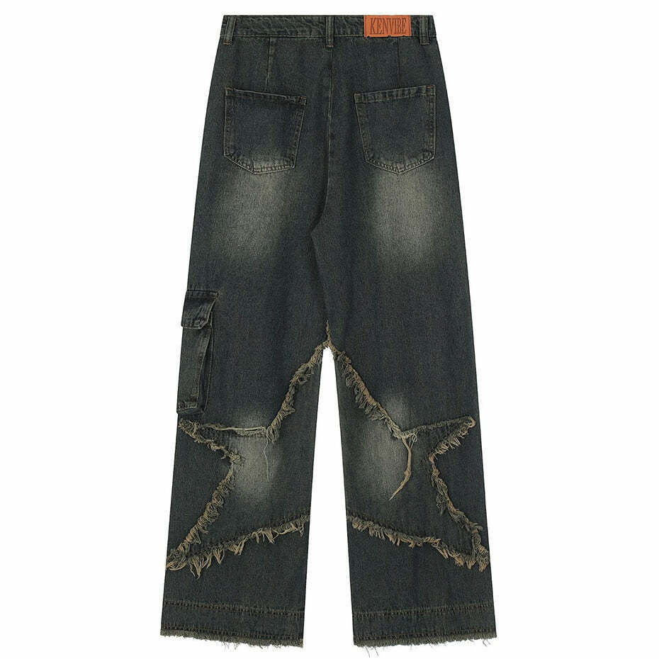 Y2K Aesthetic Star Jeans - Coquette Fashion with Grunge & Pastel Goth Vibes