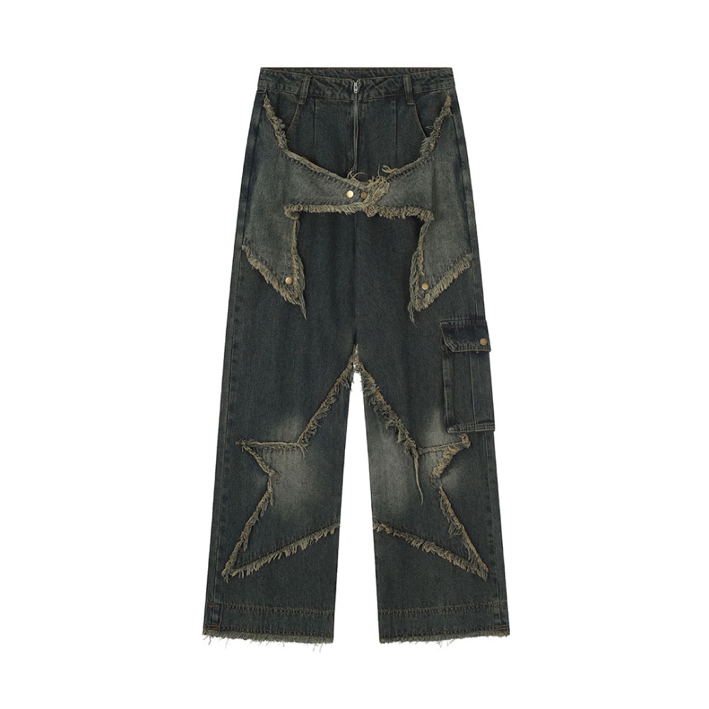 Y2K Aesthetic Star Jeans - Coquette Fashion with Grunge & Pastel Goth Vibes