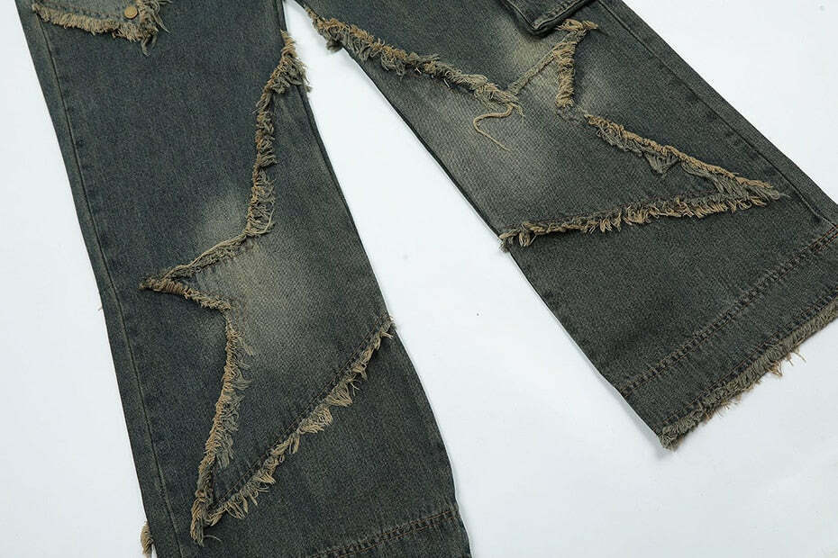 Y2K Aesthetic Star Jeans - Coquette Fashion with Grunge & Pastel Goth Vibes