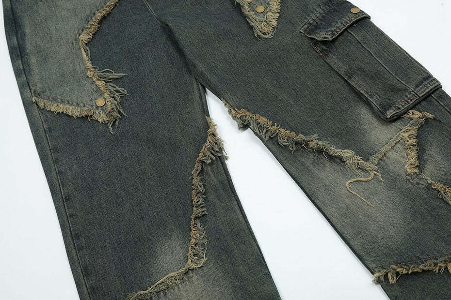 Y2K Aesthetic Star Jeans - Coquette Fashion with Grunge & Pastel Goth Vibes