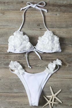 Y2K Aesthetic Stereo Flower Bikini Swimwear - Retro Vibe Beachwear for Trendy Women