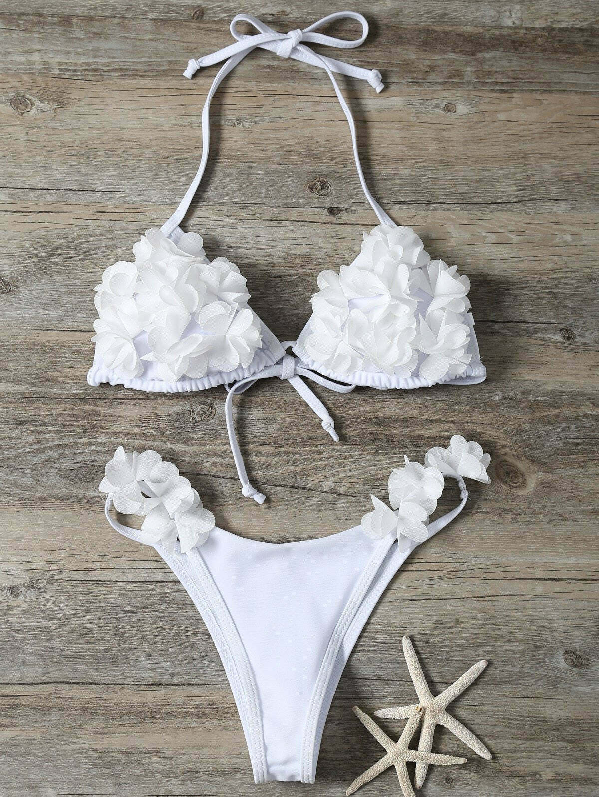 Y2K Aesthetic Stereo Flower Bikini Swimwear - Retro Vibe Beachwear for Trendy Women