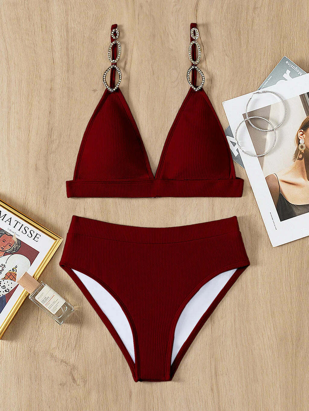 Y2K Aesthetic Strap Jewelry Two-Piece Set Bikini - Retro Coquette Style Swimsuit for Women