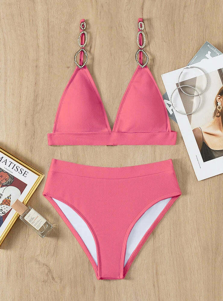 Y2K Aesthetic Strap Jewelry Two-Piece Set Bikini - Retro Coquette Style Swimsuit for Women